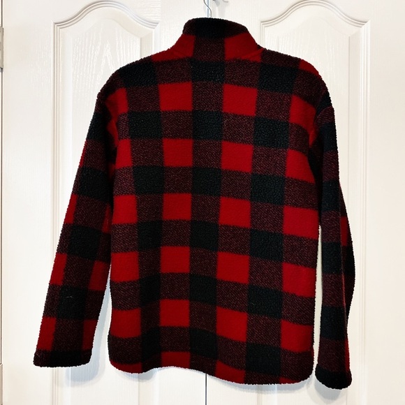 Old Navy woman’s Sherpa 1/2 zip Sweater checked pullover size Small - Picture 2 of 11